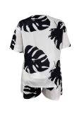 Plus Size Fashionable Casual Summer V-Neck Short-Sleeved Top And Shorts Set