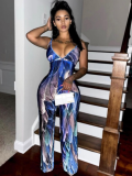 Fashionable And Sexy Slim Fit Hot Girl Printed Jumpsuit