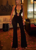 Sexy Halter Neck 3D Floral Hot Girl Style Slim Fit Jumpsuit