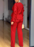 Fashionable Elastic Slim Fit Lace Drawstring Long Sleeve Waist Two-piece Suit