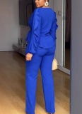 Fashionable Elastic Slim Fit Lace Drawstring Long Sleeve Waist Two-piece Suit