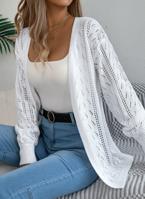 Casual Hollow Lantern Long-Sleeved Cardigan Sweater Mid-Length Coat