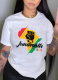 Letter Print Women's Round Neck T-Shirt Cotton Top