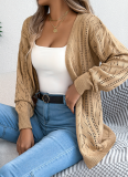 Casual Hollow Lantern Long-Sleeved Cardigan Sweater Mid-Length Coat