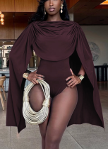 New Solid Color Hooded Symmetrical Ribbon Design Tight Waist Jumpsuit