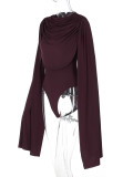 New Solid Color Hooded Symmetrical Ribbon Design Tight Waist Jumpsuit