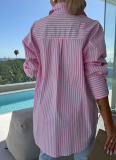 Casual Loose Striped Pocket Long Sleeve Shirt