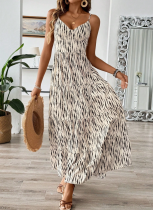 Holiday Style Suspenders New Irregular Striped Long Dress