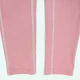Pink Casual Solid Color Zipper Zipper Collar Long Sleeve Two Pieces