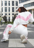 Long-Sleeved Zippered Cardigan And Contrasting Color Jacket With Elasticated Trousers, Two-Piece Set