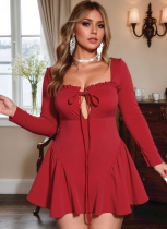 Sexy Hollow Large Square Neck Waist Dress