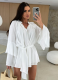 Autumn Solid Color V-Neck Irregular Tie With Long Sleeve Loose Dress
