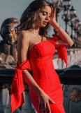 Fashionable And Sexy Tube Top Patchwork Dress