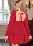 Sexy Hollow Large Square Neck Waist Dress