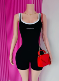 Fashionable Sexy Hot Girl Sleeveless Solid Color Backless Jumpsuit Shorts