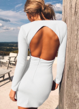 Sexy Deep V-Neck Backless New Dress