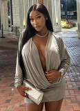 New Sexy V-Neck Slim-Fitting Long-Sleeved Dress