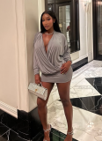 New Sexy V-Neck Slim-Fitting Long-Sleeved Dress