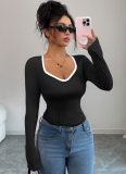Casual Simple Style Long-Sleeved Slim T-Shirt