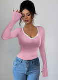 Casual Simple Style Long-Sleeved Slim T-Shirt
