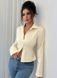 Casual Simple Striped Long Sleeve Button Top Shirt