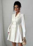 Elegant Style Button-Down Long-Sleeved Short Dress