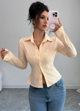 Casual Simple Striped Long Sleeve Button Top Shirt