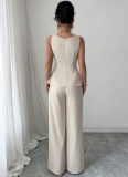 Temperament And Elegant Style Camisole Vest Solid Color Trousers Two-Piece Set