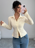 Casual Simple Striped Long Sleeve Button Top Shirt