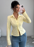 Casual Simple Striped Long Sleeve Button Top Shirt