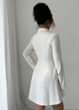Elegant Style Button-Down Long-Sleeved Short Dress