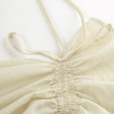 Fashionable and Casual Design Ruffled Lace-up Cardigan Top and Shorts Set