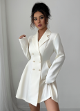 Elegant Style Button-Down Long-Sleeved Short Dress