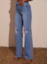 New Style Ripped And Worn Stretch Fashion Washed Jeans