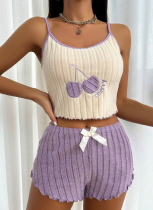 Women's Embroidered Pajamas, Brushed Camisole, Shorts Set, Home Clothes