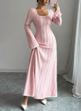 Autumn High-end Style Slim Simple Long-sleeved Long Dress