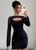 Simple And Fashionable Shawl Mesh Sleeve Short Dress