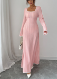 Autumn High-end Style Slim Simple Long-sleeved Long Dress