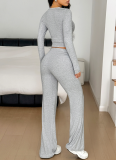 Fashionable Sports Style Long-sleeved T-shirt Straight Pants Suit