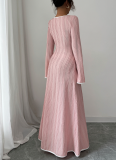 Autumn High-end Style Slim Simple Long-sleeved Long Dress