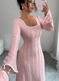 Autumn High-end Style Slim Simple Long-sleeved Long Dress