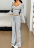 Fashionable Sports Style Long-sleeved T-shirt Straight Pants Suit
