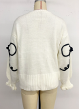 Autumn And Winter Sweet Style Loose Bow Round Neck Sweater