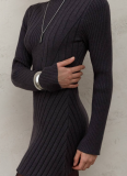 Knitted Long-Sleeved Turtleneck Dress