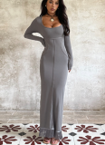 2025 Autumn and Winter New Tassel Long Sleeve Knitted Dress