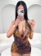 Sexy Leopard Print Backless Miniskirt Two-Piece Suit