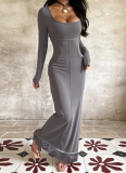 2025 Autumn and Winter New Tassel Long Sleeve Knitted Dress
