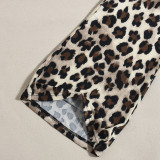 2025 Autumn New Slim Fit Hip-hugging Square Neck Leopard Print Jumpsuit