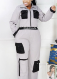 Fashionable Multi-Pocket Overalls Casual Set