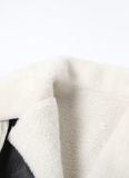 Fashionable Street PU Leather Splicing Fur Collar Short Belly-Exposed Jacket